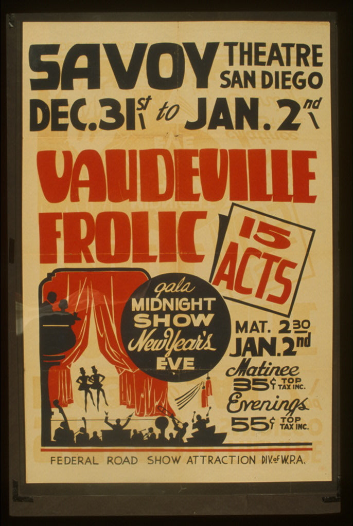 A picture of "Vaudeville frolic" 15 acts : Gala midnight show New Year's eve.