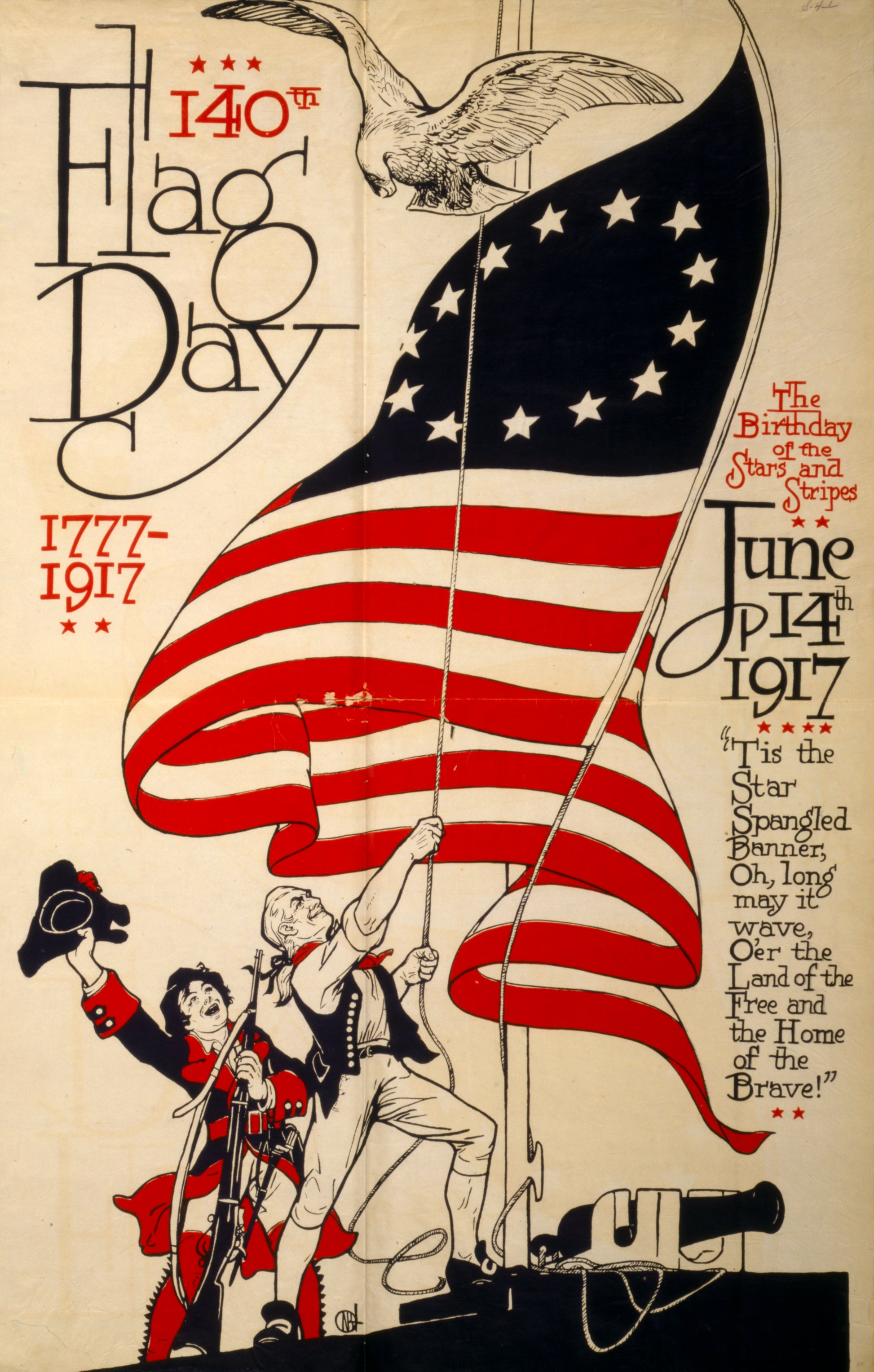 A picture of 140th flag day, 1777-1917 The birthday of the stars and stripes, June 14th, 1917.