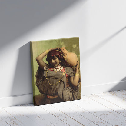 A picture of A Bedouin woman, Tunis, Tunisia, a mockup of the print leaning against a wall