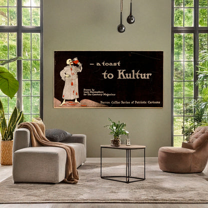 A picture of A toast to Kultur, a mockup of the print leaning against a wall
