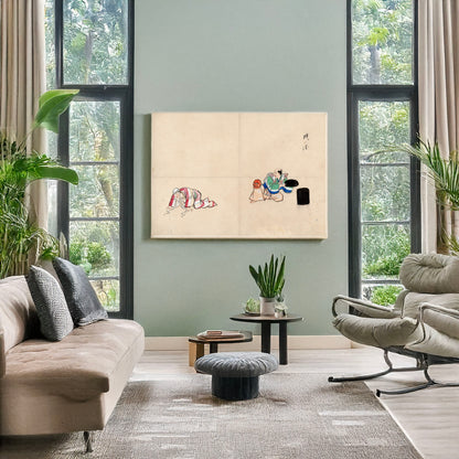 A picture of Actors performing, a mockup of the print leaning against a wall