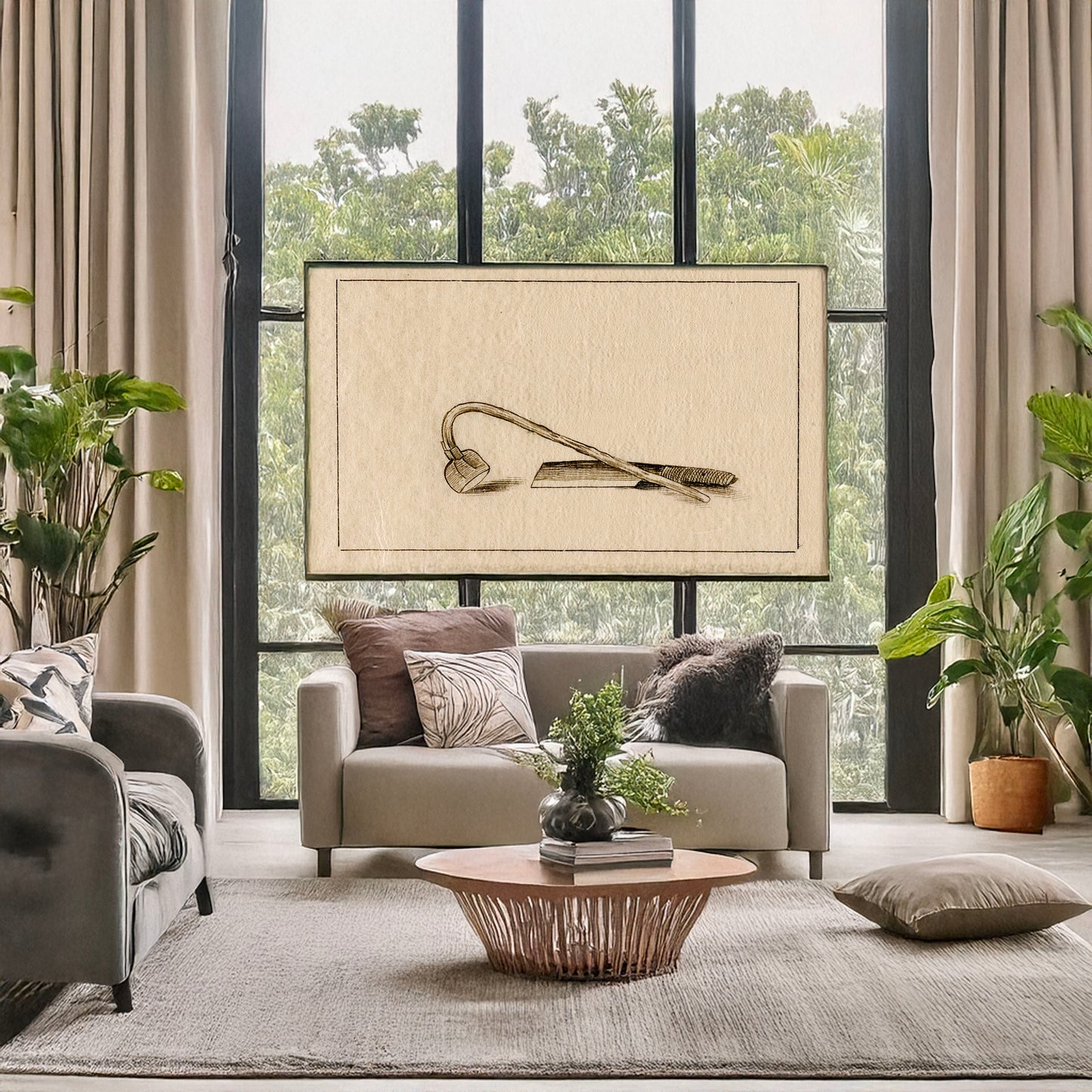 A picture of Adze & cleaver, a mockup of the print leaning against a wall