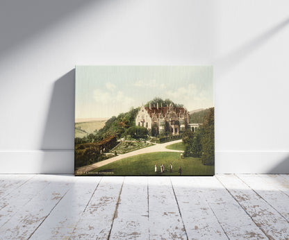 A picture of Altenstein Castle, Thuringia, Germany, a mockup of the print leaning against a wall