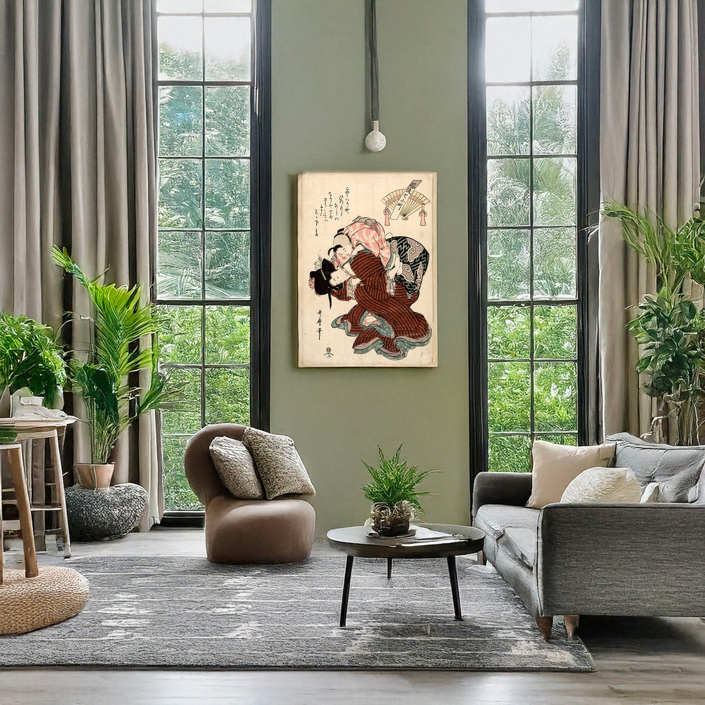A picture of Amagoi komachi, a mockup of the print leaning against a wall