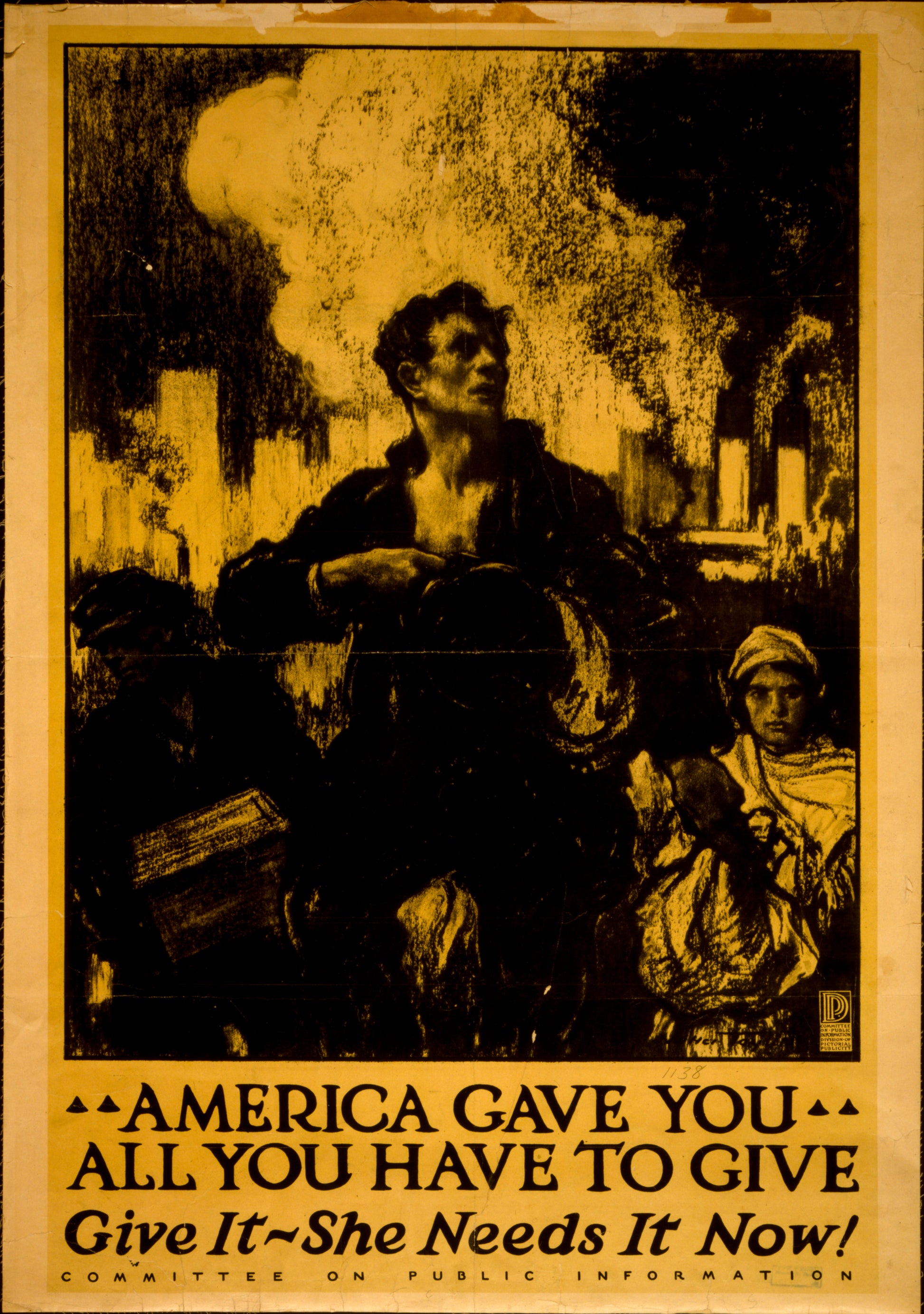 A picture of America gave you all you have to give, give it - she needs it now!