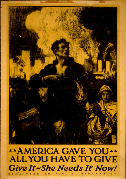 A picture of America gave you all you have to give, give it - she needs it now!