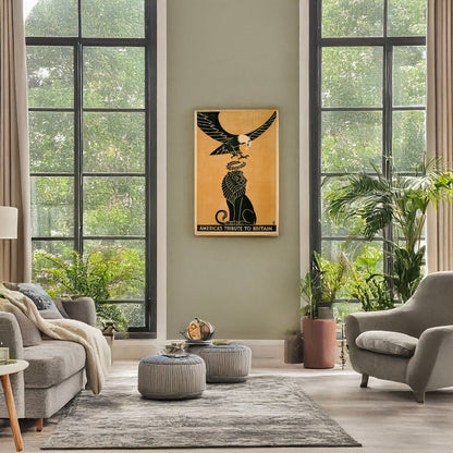 A picture of America's tribute to Britain, a mockup of the print leaning against a wall