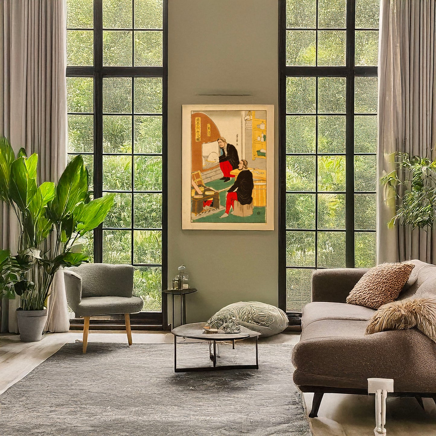 A picture of Amerikajin no zu - pansei nokamato, a mockup of the print leaning against a wall