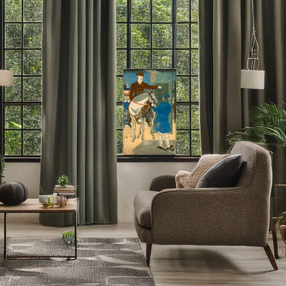 A picture of Amerikakoku, a mockup of the print leaning against a wall