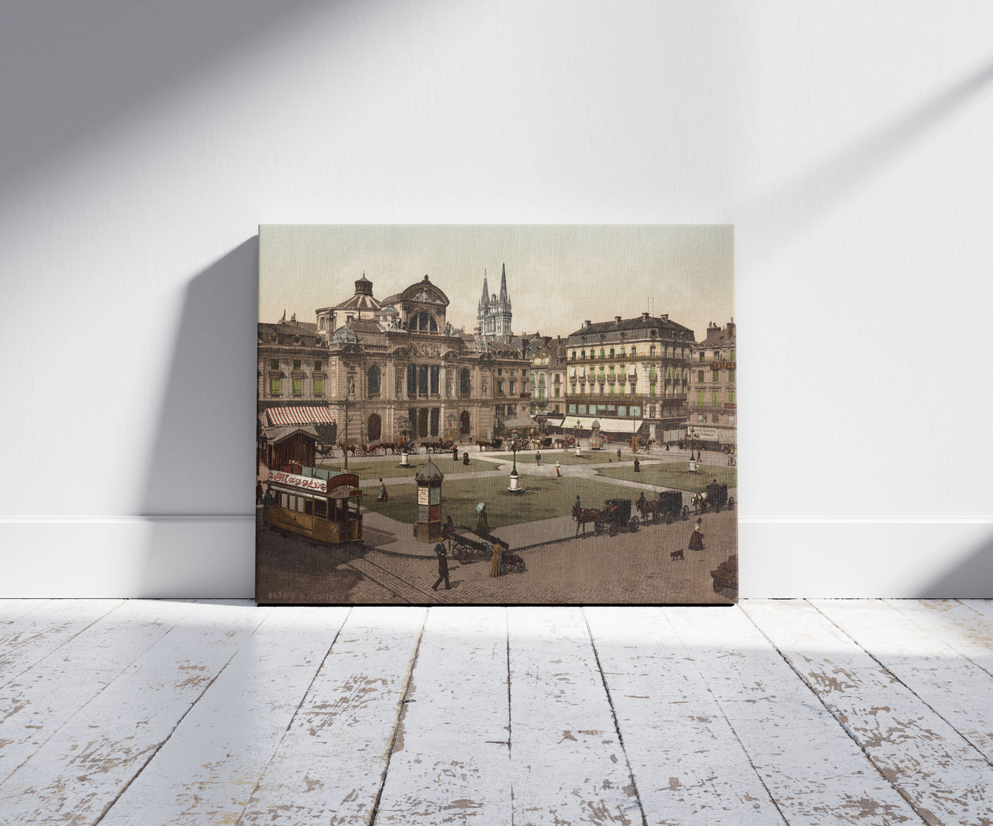 A picture of Angers. Place du Ralliement, a mockup of the print leaning against a wall