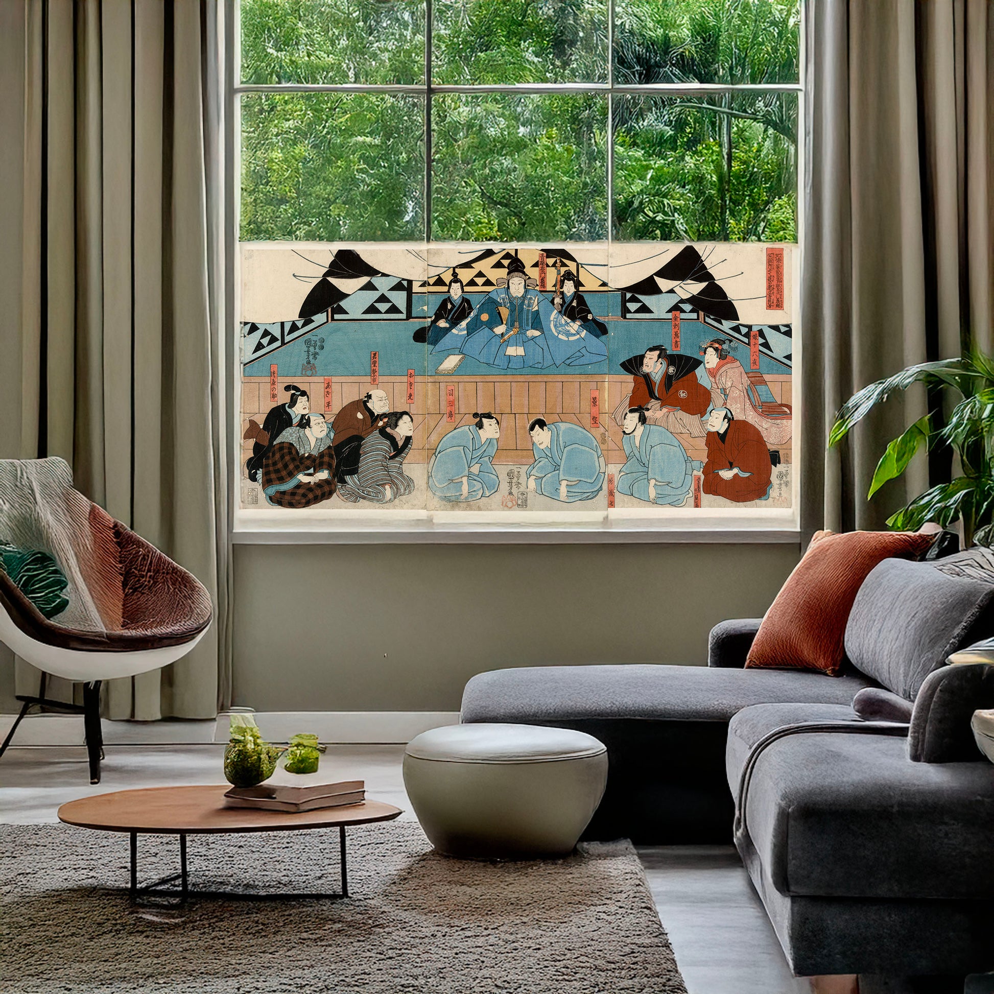 A picture of Aoto fujitsuna, a mockup of the print leaning against a wall