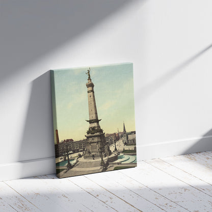 A picture of Army and Navy monument, Indianapolis, Ind., a mockup of the print leaning against a wall