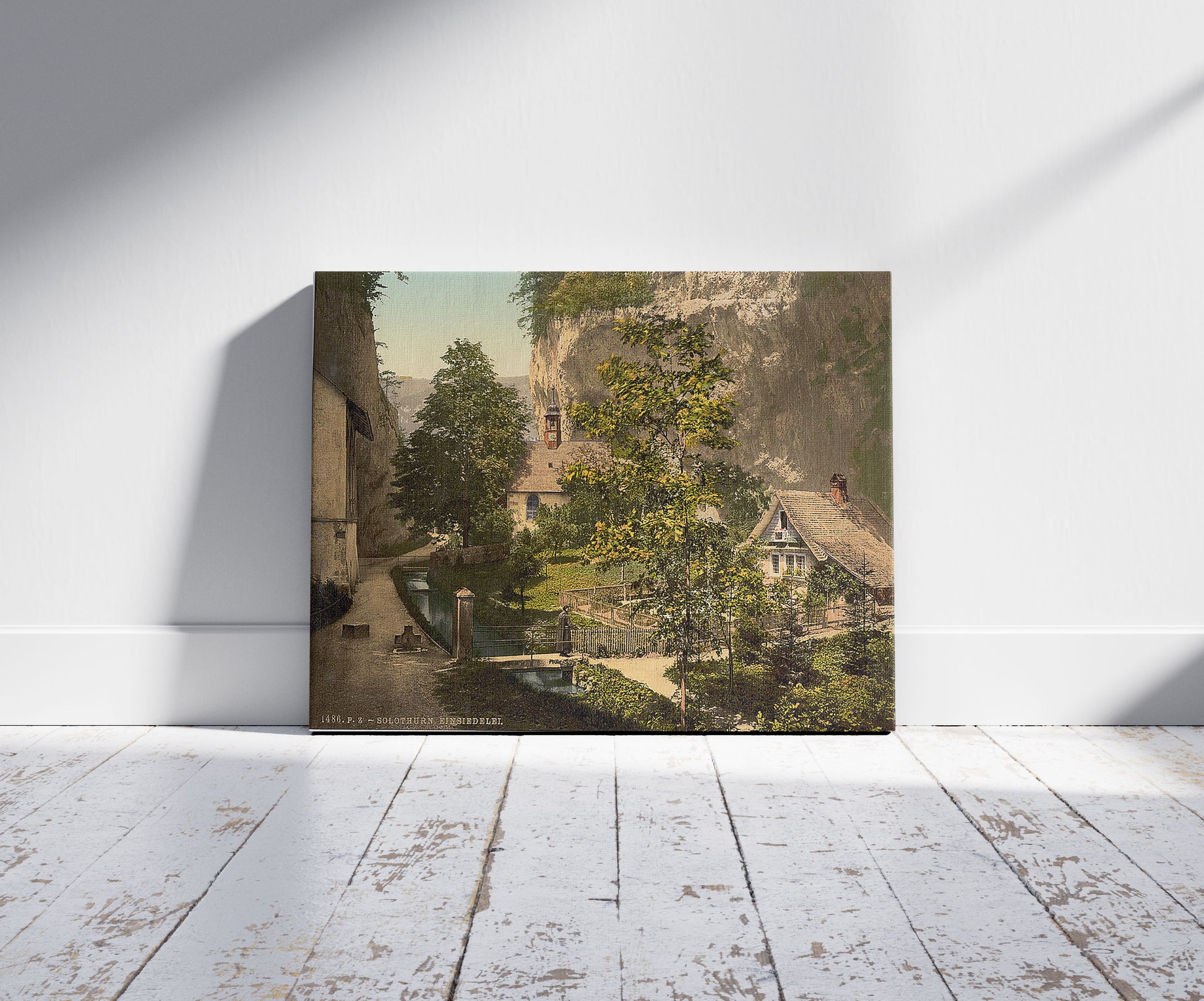 A picture of At the Hermitage, Solothurn, Switzerland, a mockup of the print leaning against a wall
