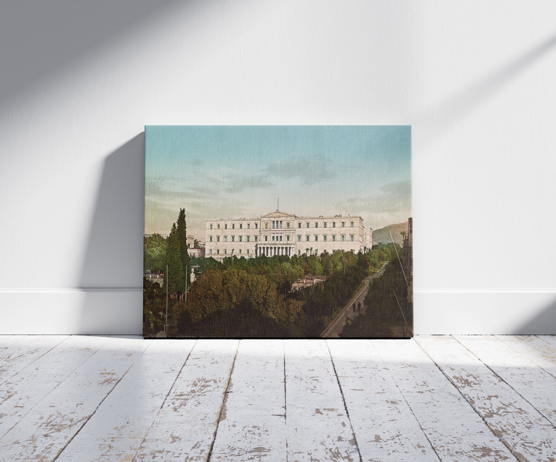 A picture of Athènes. Palais Royal, a mockup of the print leaning against a wall