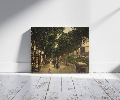 A picture of Avenue de la Gare, Nice, Riviera, a mockup of the print leaning against a wall