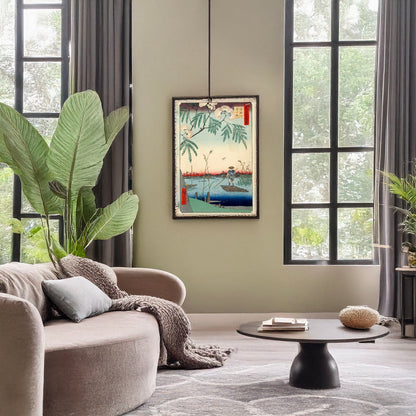A picture of Ayasegawa kanegafuchi, a mockup of the print leaning against a wall