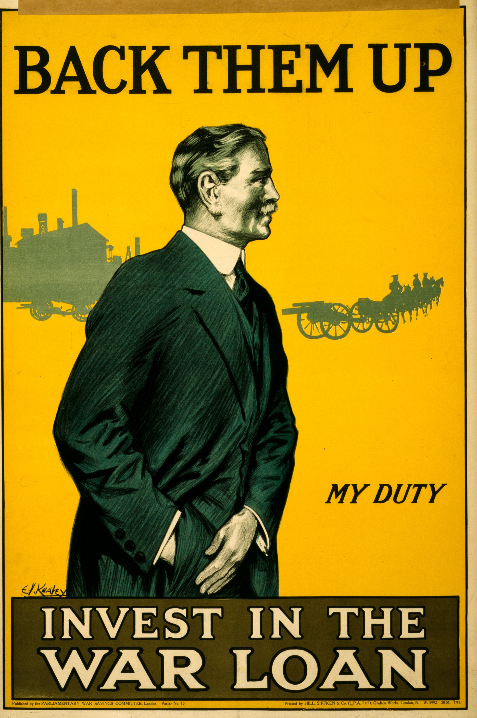 A picture of Back them up. Invest in the war loan