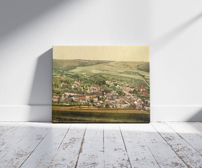 A picture of Bad Lengenschwalbach I., Wiesbaden, Hesse-Nassau, Germany, a mockup of the print leaning against a wall