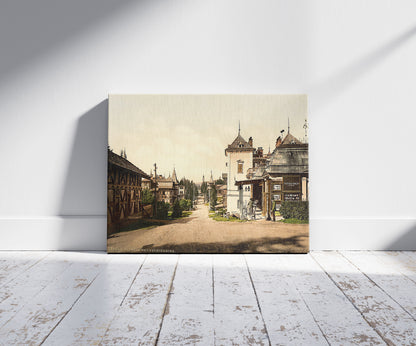 A picture of Bad Neu-Schmecks, Tatra, Austro-Hungary, a mockup of the print leaning against a wall
