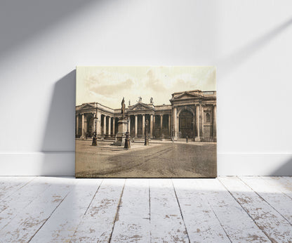 A picture of Bank of Ireland, Dublin. County Dublin, Ireland, a mockup of the print leaning against a wall