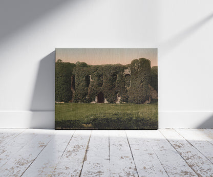 A picture of Banqueting Hill, Beaumaris Castle, Wales, a mockup of the print leaning against a wall