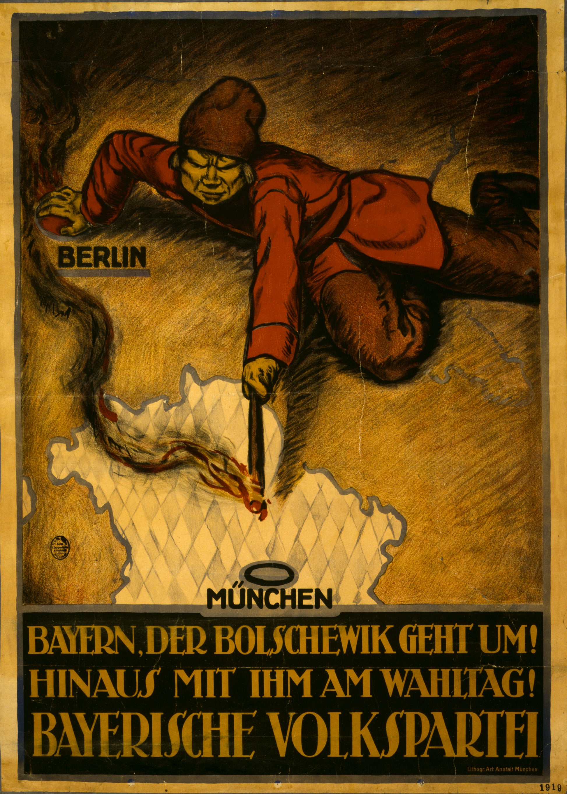 A picture of Bayern, der Bolshewik geht um! Hinaus mit ihm am Wahltag!