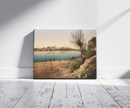 A picture of Beaucaire Castle, Tarascon, Pyrenees, France, a mockup of the print leaning against a wall