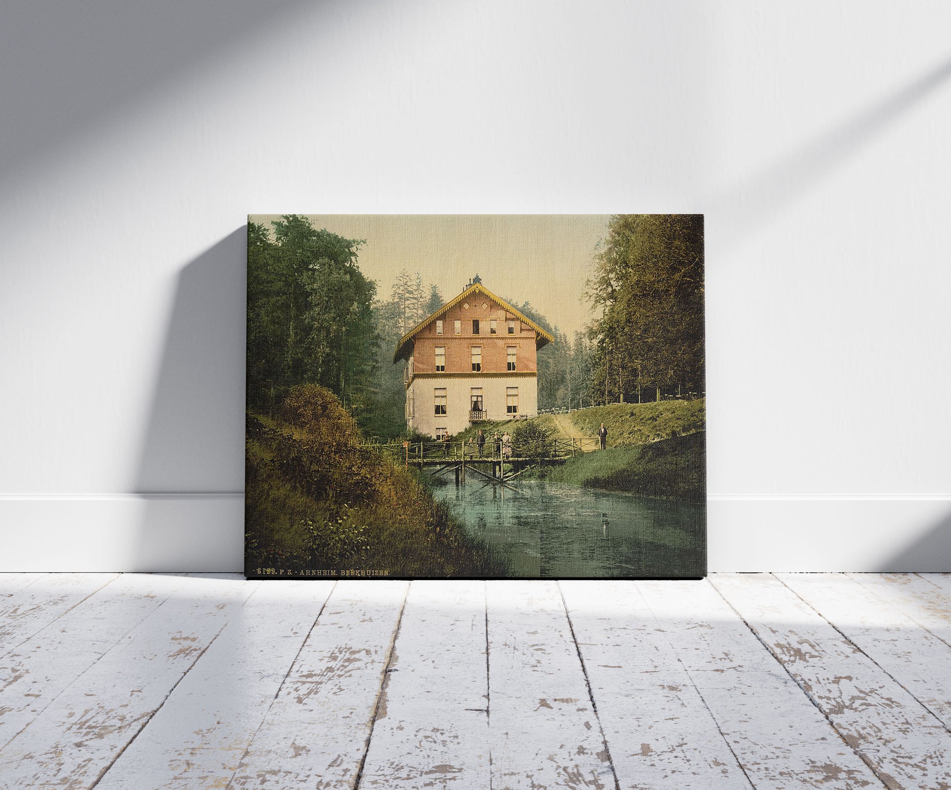 A picture of Beekhuizen, Arnhem, Holland, a mockup of the print leaning against a wall