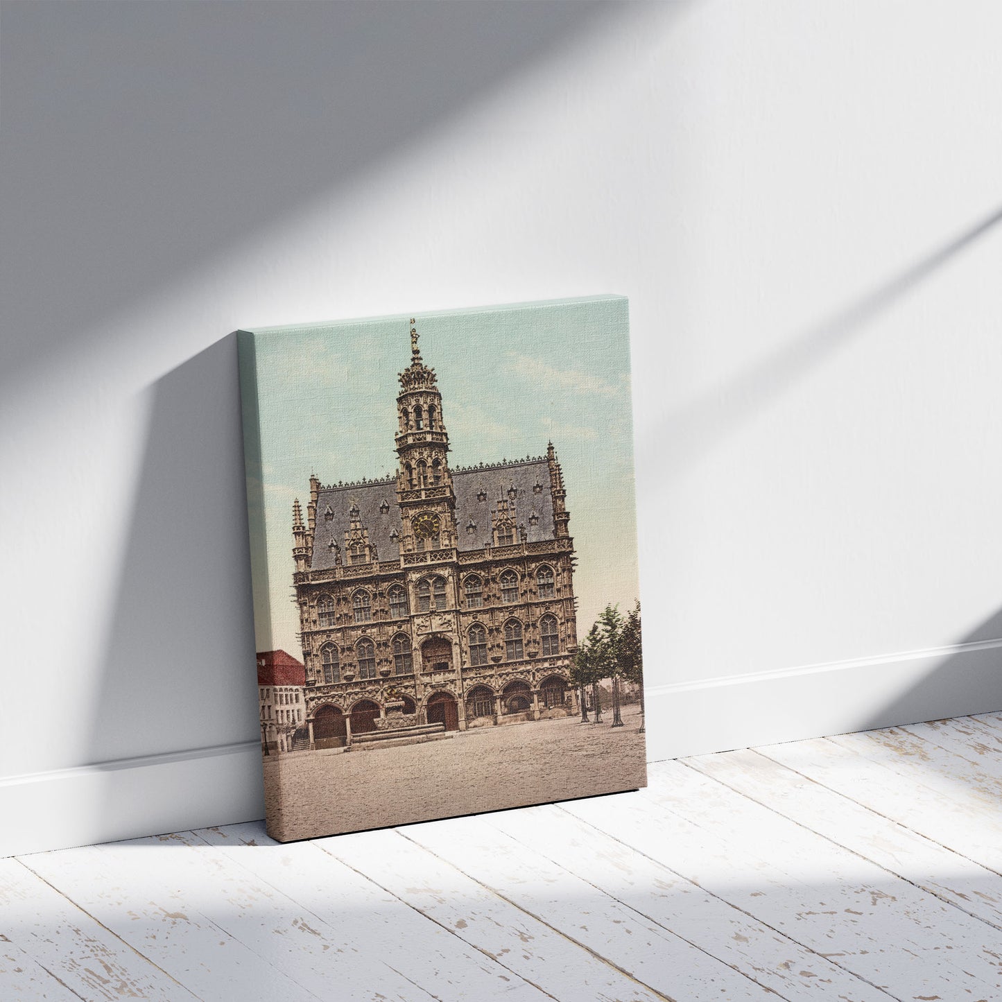 A picture of Belgique. Audenarde. Hôtel de Ville, a mockup of the print leaning against a wall