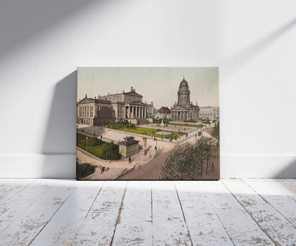 A picture of Berlin. Gendsdarmenmarkt-Schillerplatz, a mockup of the print leaning against a wall