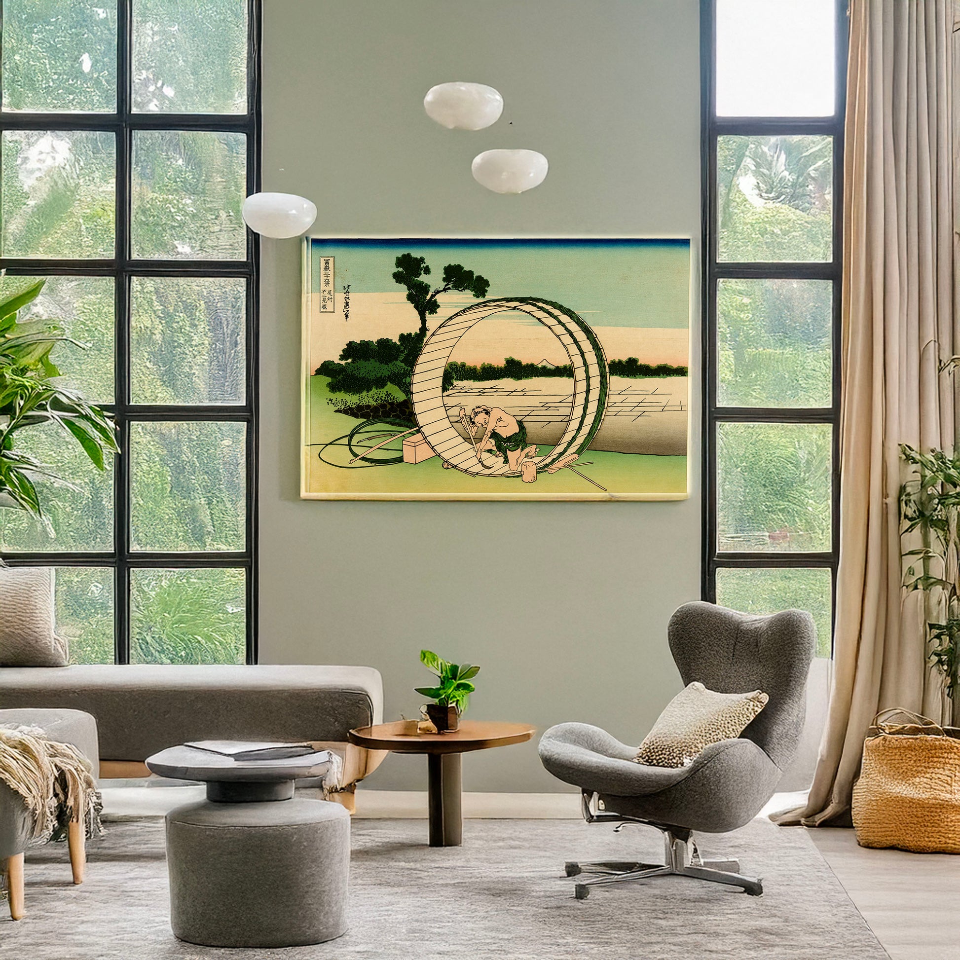 A picture of Bishū fujimigahara, a mockup of the print leaning against a wall
