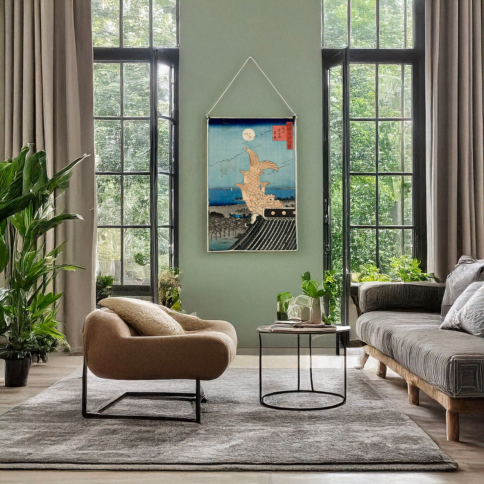 A picture of Bishū nagoya shinkei, a mockup of the print leaning against a wall