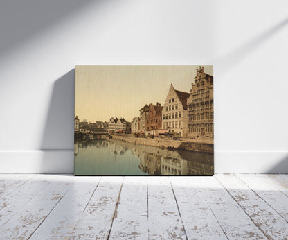 A picture of Boathouse, Ghent, Belgium, a mockup of the print leaning against a wall