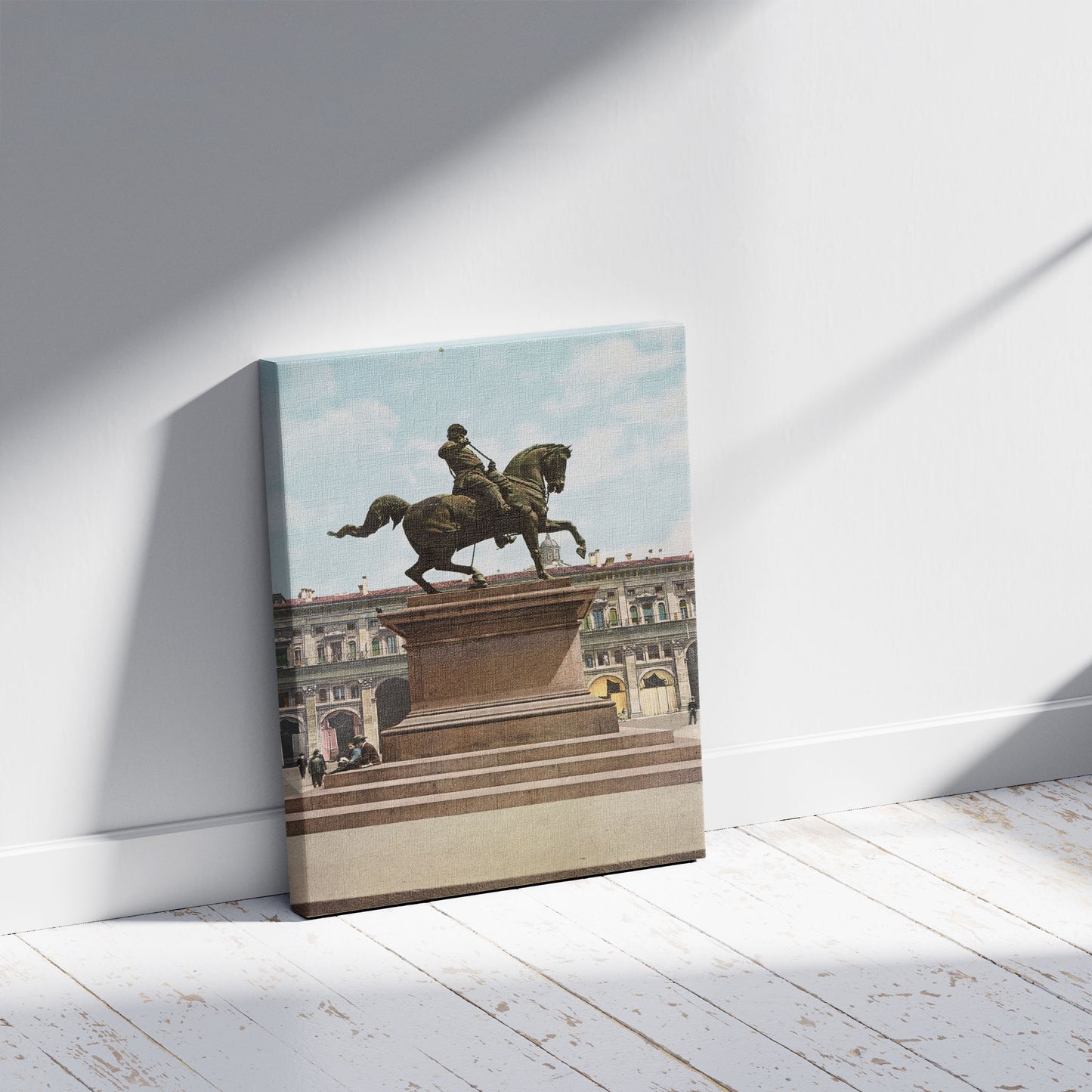 A picture of Bologna. Monumento a Vittorio Emanuele II, a mockup of the print leaning against a wall