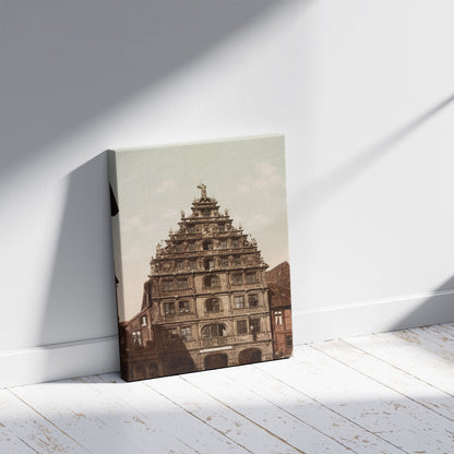 A picture of Braunschweig. Gewandhaus, a mockup of the print leaning against a wall