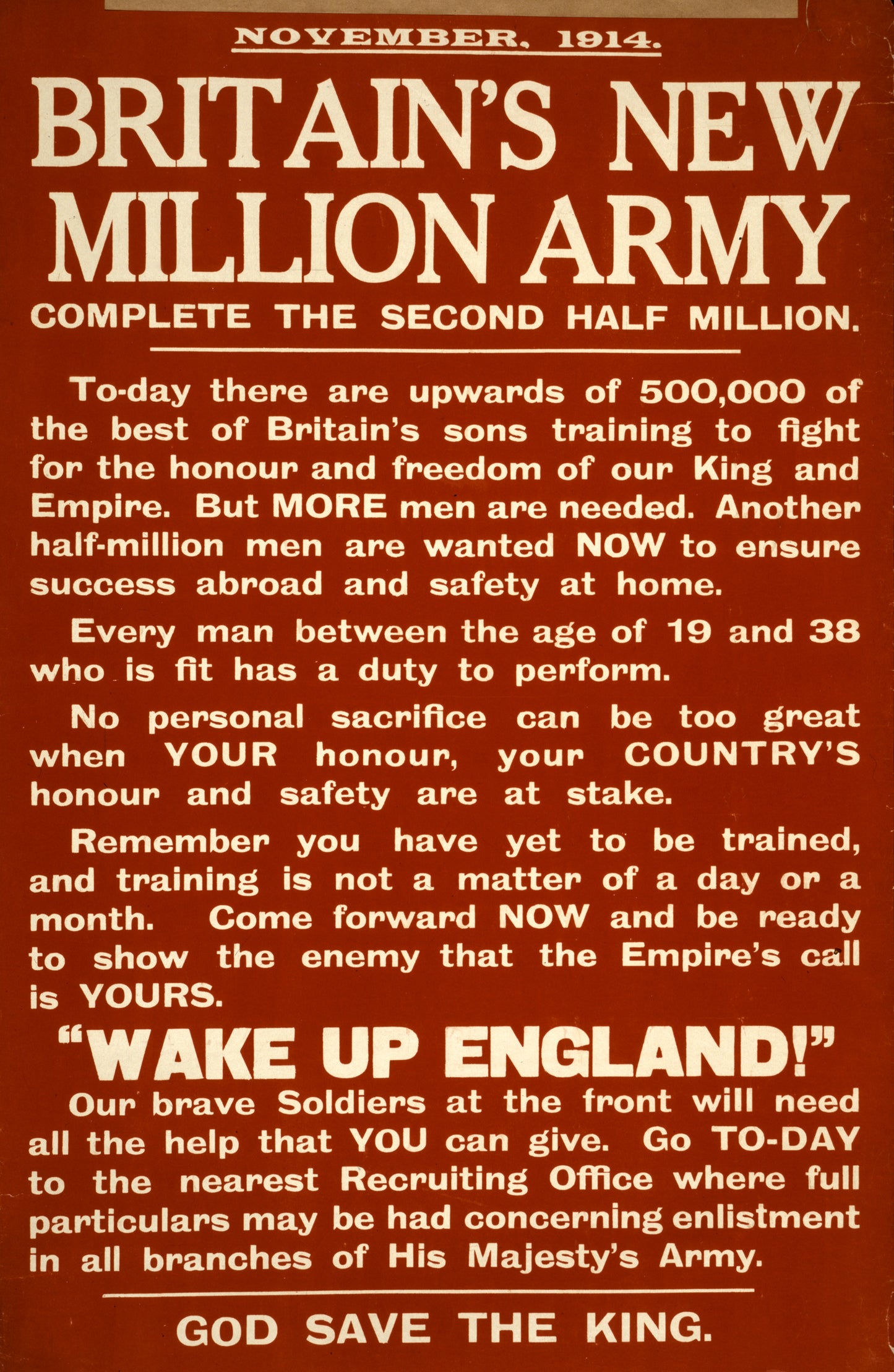 A picture of Britain's new million army. Complete the second half million. ...