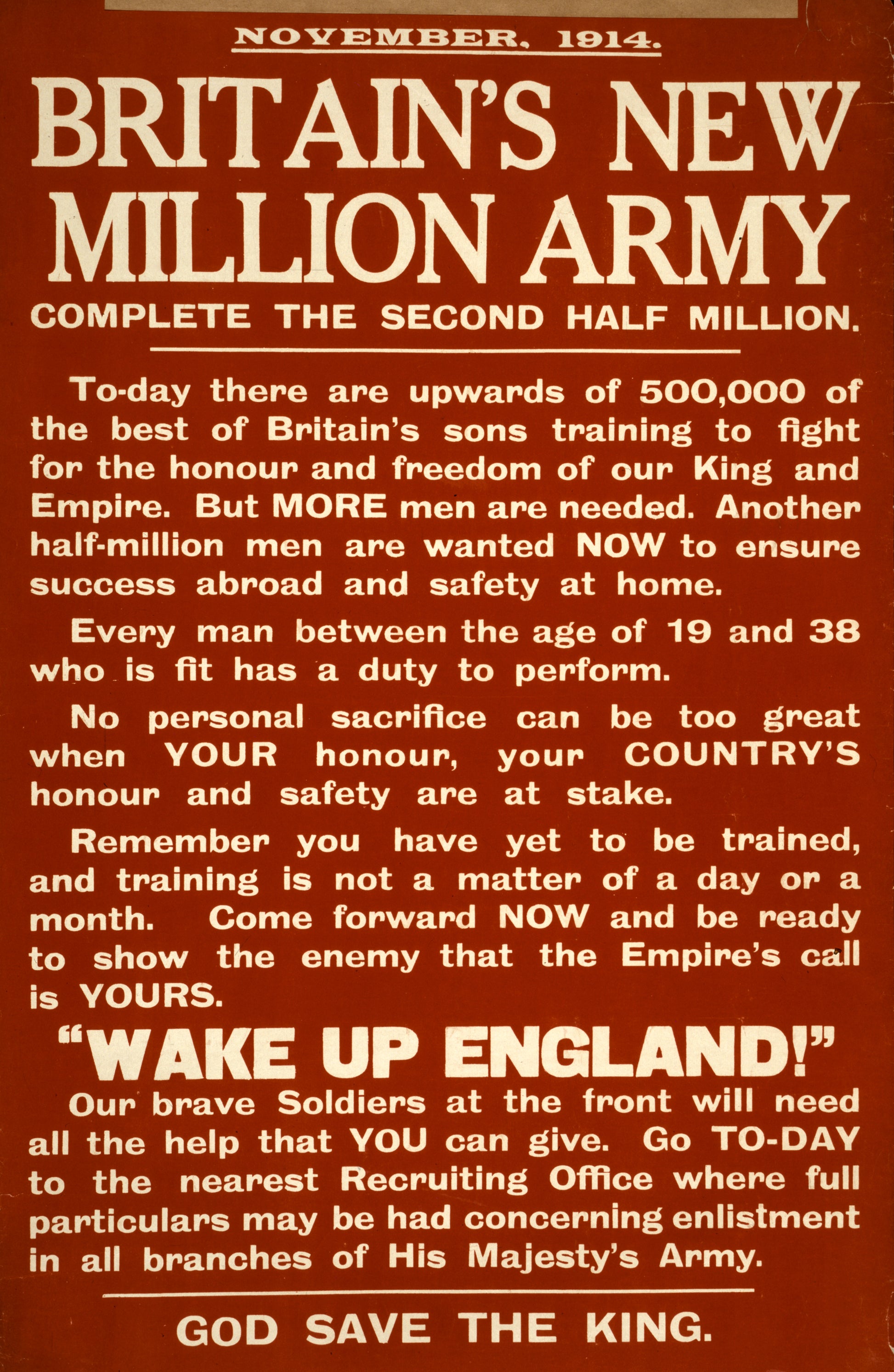 A picture of Britain's new million army. Complete the second half million. ...