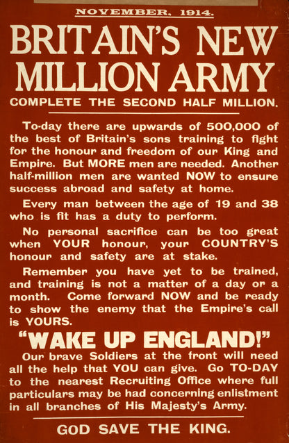 A picture of Britain's new million army. Complete the second half million. ...
