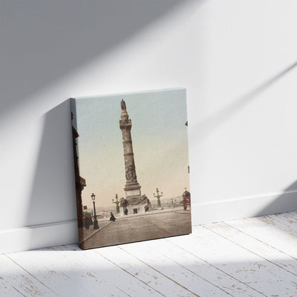 A picture of Bruxelles. Colonne du Congrès, a mockup of the print leaning against a wall