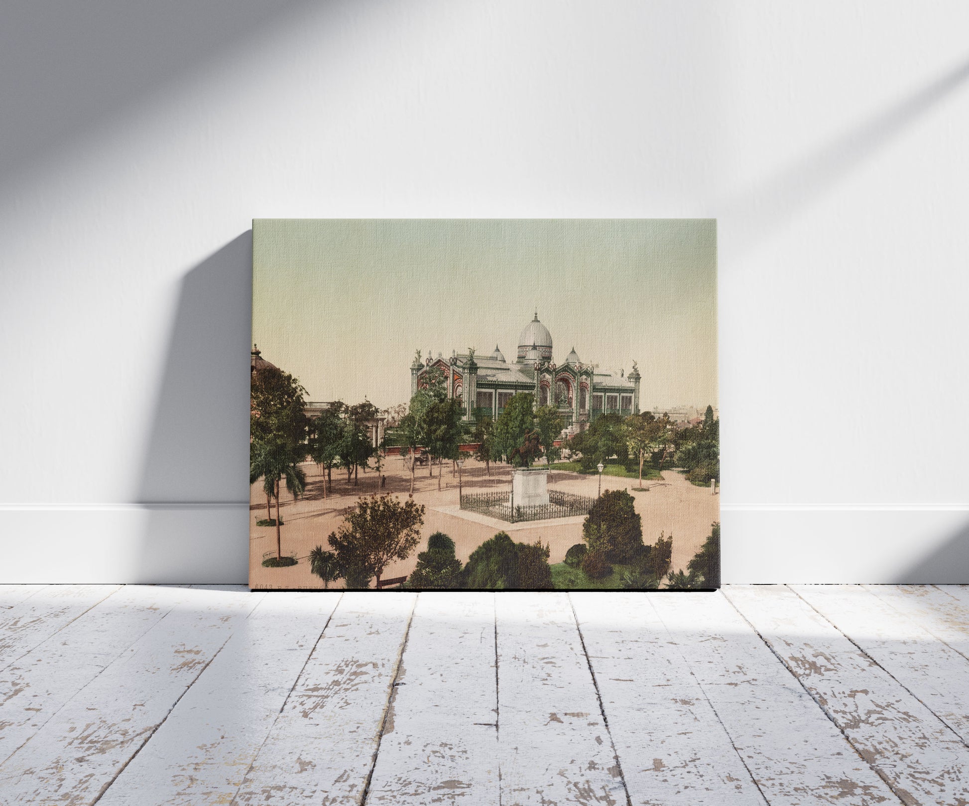 A picture of Buenos Aires. Pabellon Argentino, a mockup of the print leaning against a wall