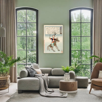 A picture of Buruburu taishō, a mockup of the print leaning against a wall