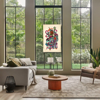 A picture of Bushō no zu, a mockup of the print leaning against a wall