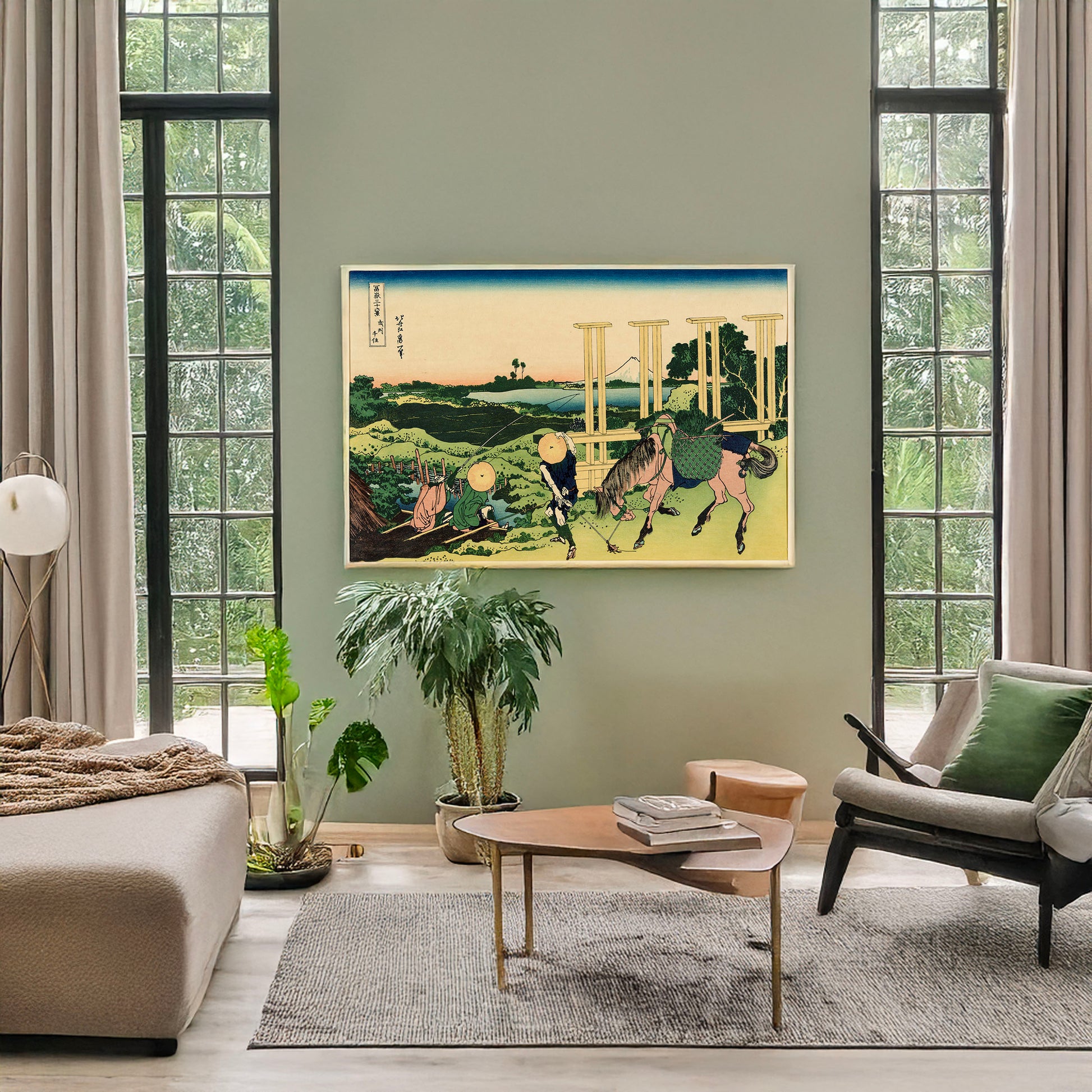A picture of Bushū senju, a mockup of the print leaning against a wall