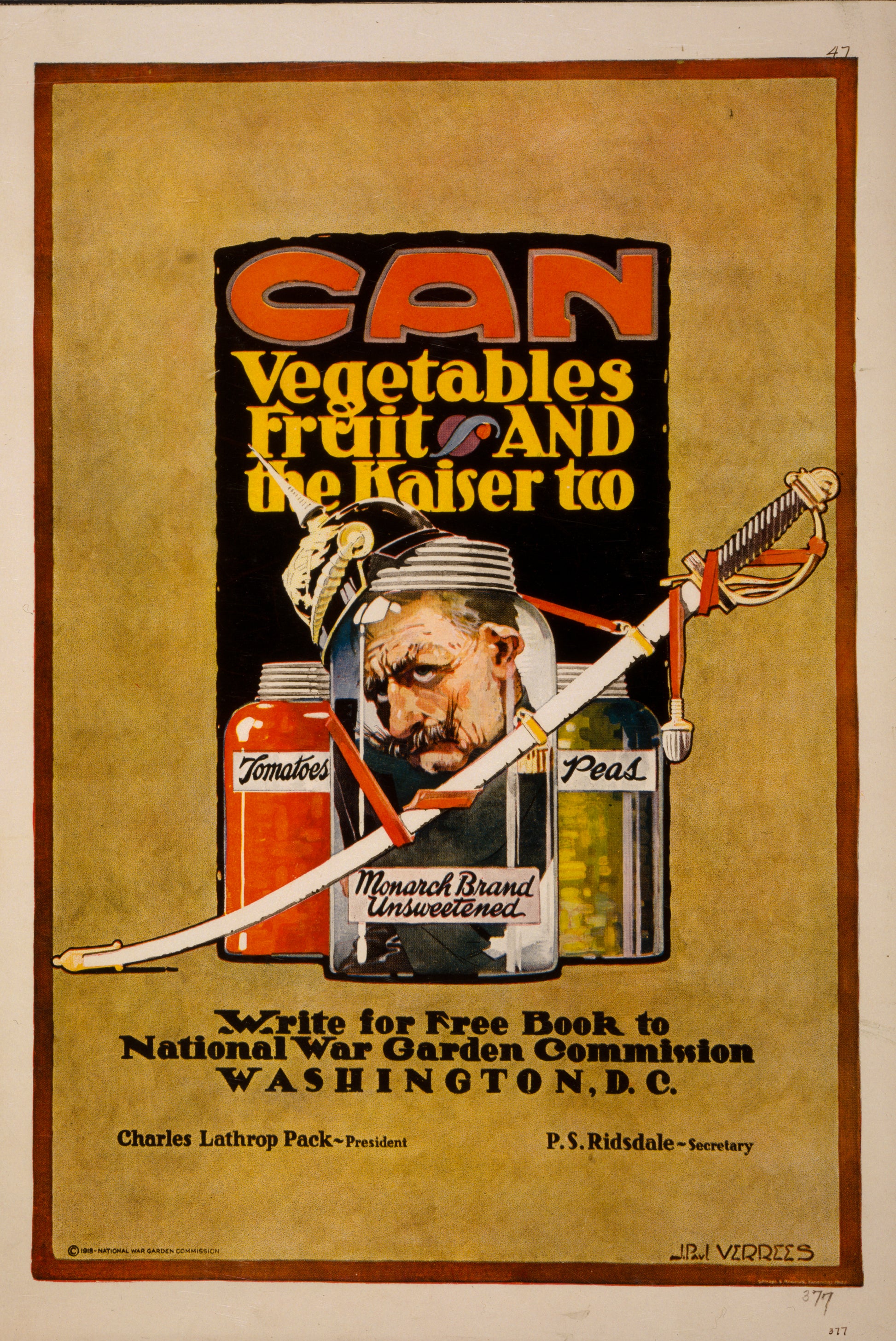 A picture of Can vegetables, fruit, and the kaiser too--Write for free book to National War Garden Commission, Washington, D.C.