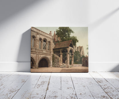 A picture of Canterbury. Norman Staircase, a mockup of the print leaning against a wall