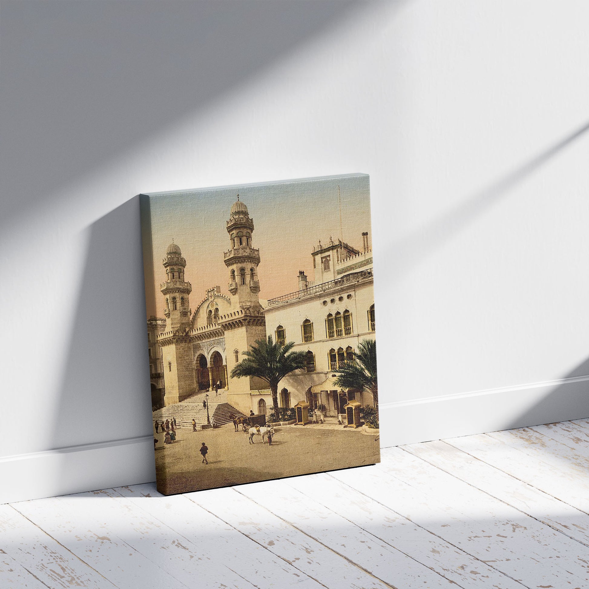 A picture of Cathedral, Algiers, Algeria, a mockup of the print leaning against a wall