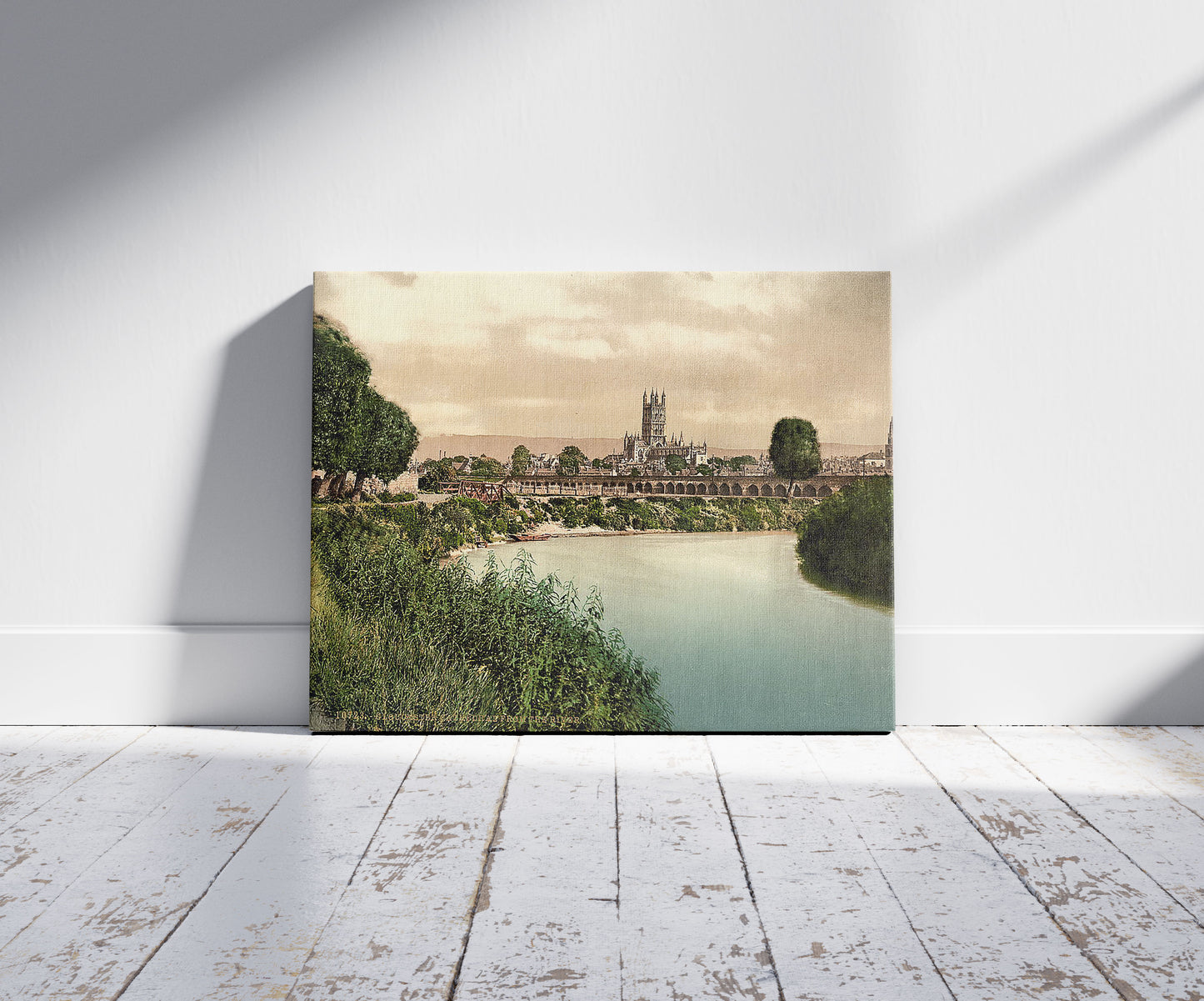 A picture of Cathedral from river, Gloucester, England