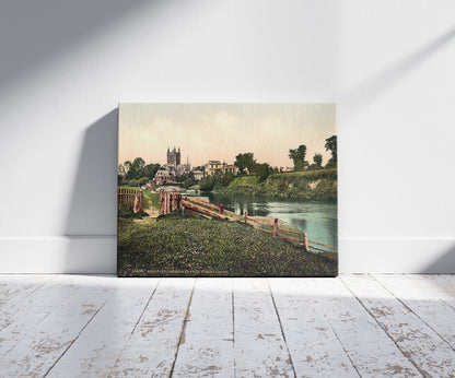 A picture of Cathedral from Wye Meadows, Hereford, England