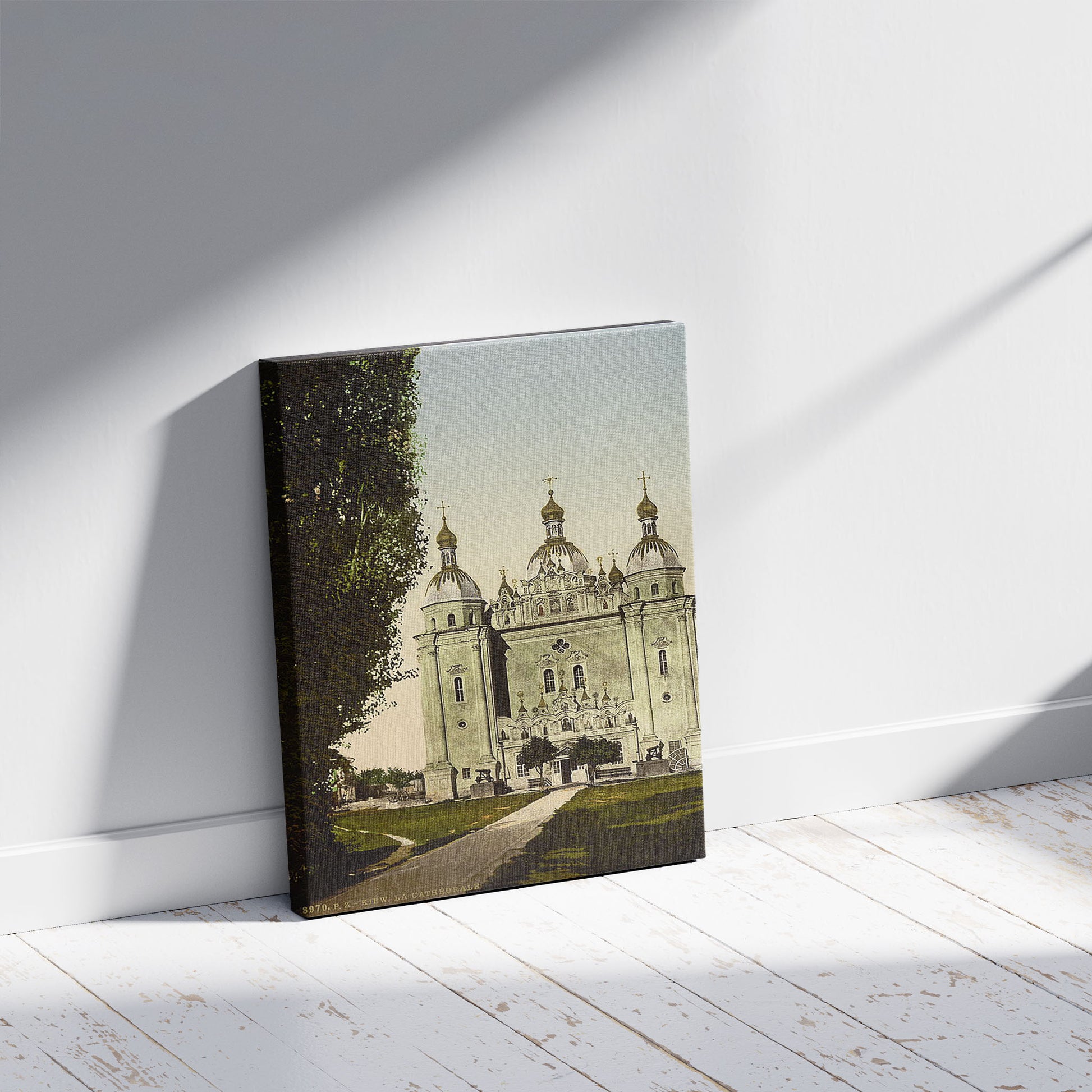 A picture of Cathedral St. Peter and St. Paul, Kiev, ,Ukraine, a mockup of the print leaning against a wall