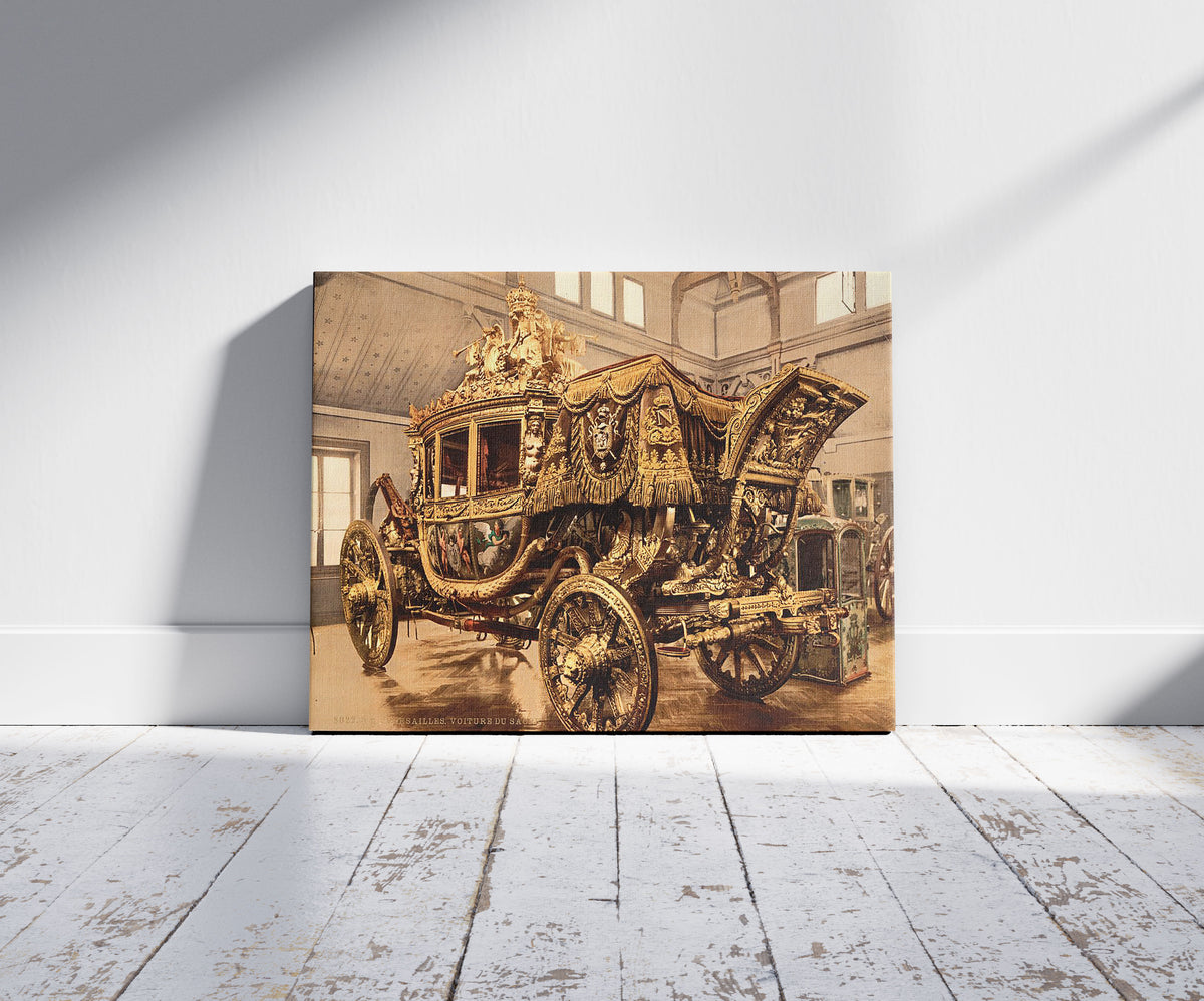 A picture of Charles X, carriage, Versailles, France, a mockup of the print leaning against a wall